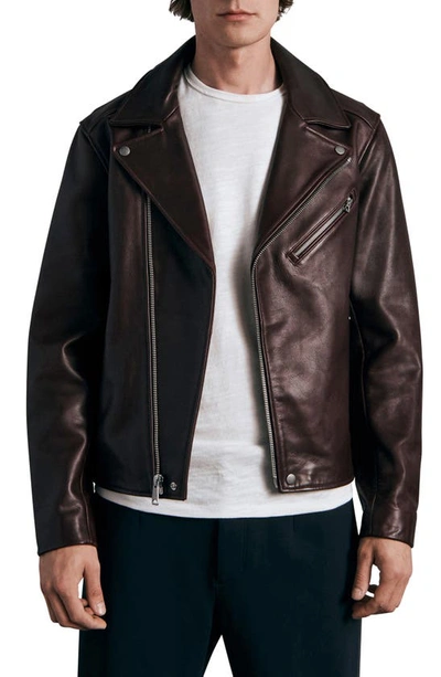 Rag & Bone Buzz Leather Relaxed Fit Biker Jacket In Black