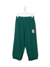 Mm6 Maison Margiela Teen Green Logo Patch Cotton Track Pants In Spruce Green