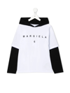 Mm6 Maison Margiela Long Sleeve T-shirt In White+black