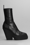 GIA BORGHINI GIA 15 HIGH HEELS ANKLE BOOTS IN BLACK LEATHER