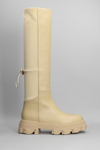 Gia Borghini Gia 12 Low Heels Boots In Beige Leather In Beige