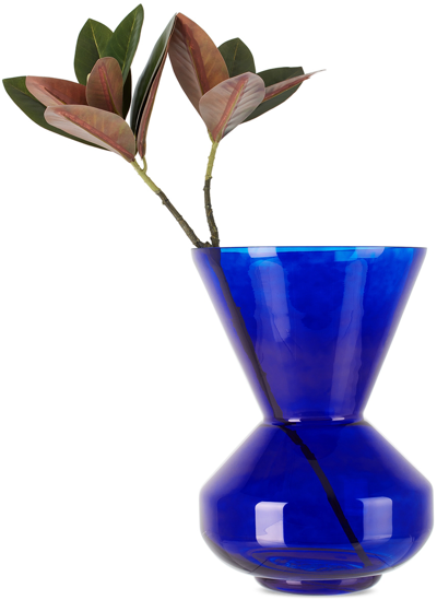 Polspotten Blue Thick Neck Vase In Dark Blue