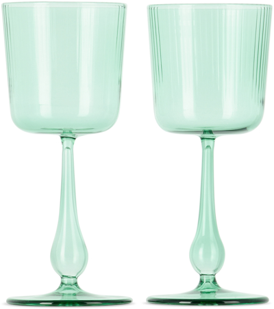 R+d.lab Green Luisa Calice Wine Glass Set In Jade Green