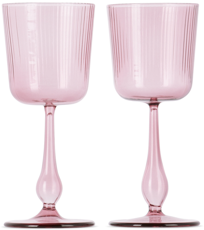 R+d.lab Pink Lusia Calice Wine Glass Set In Dusty Mauve