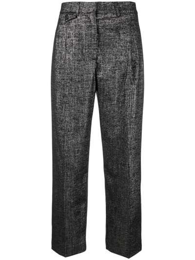 Pinko Melange-effect Tailored Trousers In Schwarz