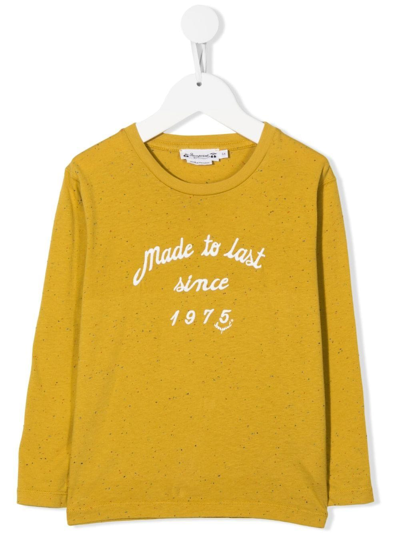 Bonpoint Kids' Slogan-print Long-sleeve T-shirt In Gelb
