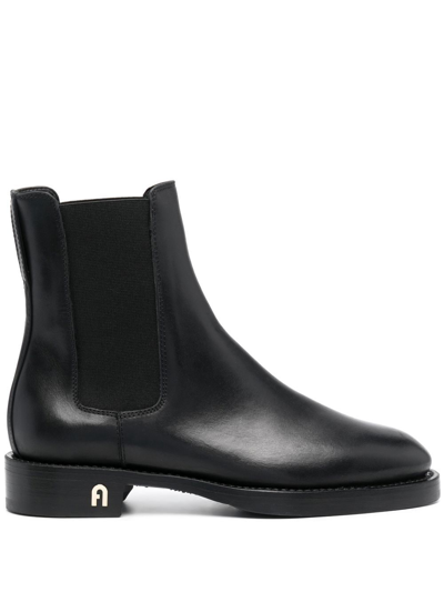 Furla Leather Ankle Boots In Schwarz