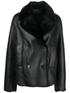JOSEPH DOUBLE-BREASTED LEATHER COAT
