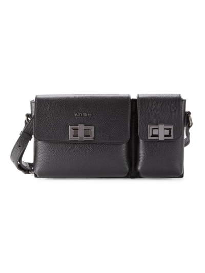 Valentino By Mario Valentino Paul Dol Leather Shoulder Bag In Black