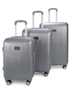 Badgley Mischka 3-piece Snakeskin-embossed Spinner Suitcase Set In Silver