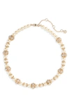 MARCHESA PAVÉ STATION IMITATION PEARL COLLAR NECKLACE