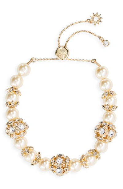 MARCHESA PAVÉ CRYSTAL & IMITATION PEARL SLIDER BRACELET