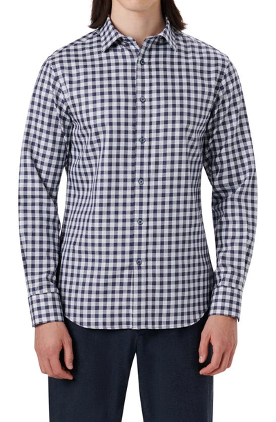 Bugatchi Shaped Fit Gingham Button-up Shirt In Navy