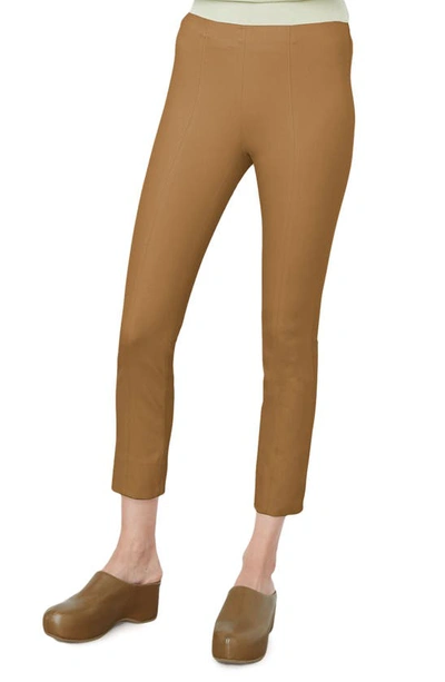 Vince Stitch-front Seamed Leggings In Brown
