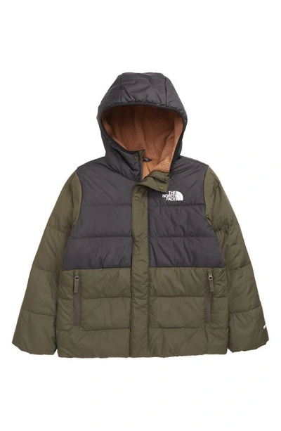 The North Face Kids' Water Repellent Fleece Lined 600 Fill Power Down Puffer Jacket In New Taupe Green