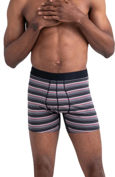 Saxx College Stripe Droptemp Cooling Cotton Blend Slim Fit Boxer Briefs In College Stripe- Grey