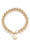 Laurèn Padlock Beaded Toggle Bracelet In Gold