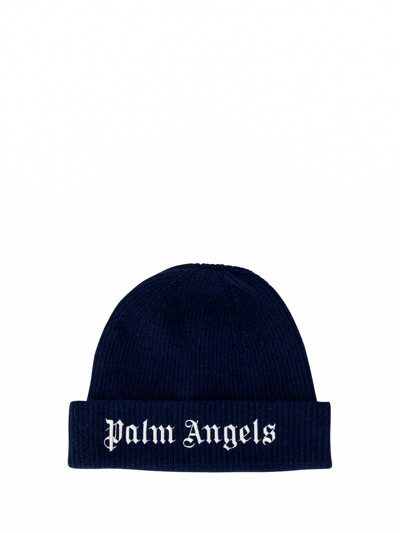 Palm Angels Kids Beanie For Boys In Blue