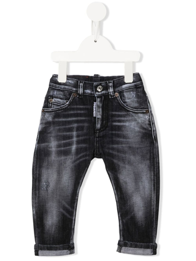 Dsquared2 Babies' Stonewash Logo-patch Jeans In Grey