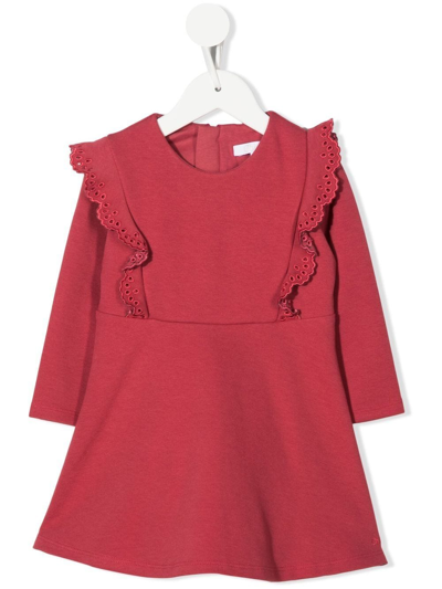 Chloé Kids' Milano Broderie-anglaise Trim Dress In Pink