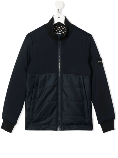 Bosswear Kids' Logo-patch Panelled Jacket In Blue