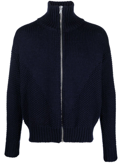 Jil Sander Chunky-knit Zip-up Jumper In Blue