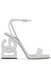 Dolce & Gabbana Logo-sculpted Heel Sandals In White