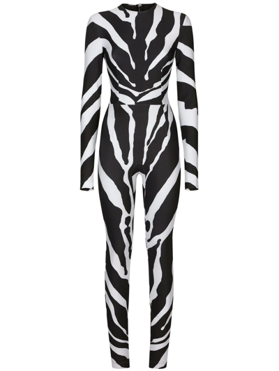 Dolce & Gabbana Zebra-print Catsuit In Black