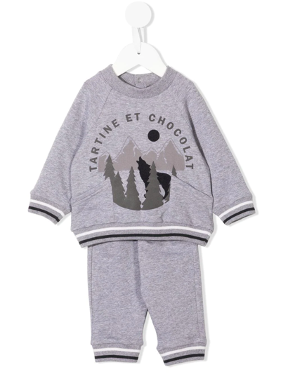 Tartine Et Chocolat Babies' Graphic-print Trouser Set In Grey