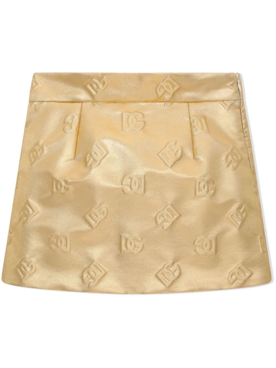 Dolce & Gabbana Kids' Logo-embossed Mini Skirt In Gold