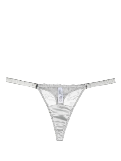 Fleur Of England Sigrid Lace Thong In Grey