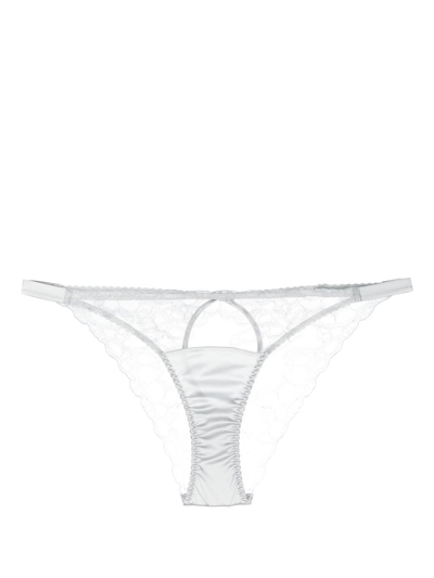 Fleur Of England Sigrid Ouvert Lace Briefs In Grey