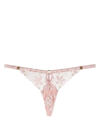 Bordelle Vita Floral-embroidered Thong In Pink