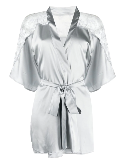 Fleur Of England Sigrid Silk Robe In Grey