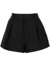 AREA LOGO-LAQUE PLEATED TAILORED SHORTS