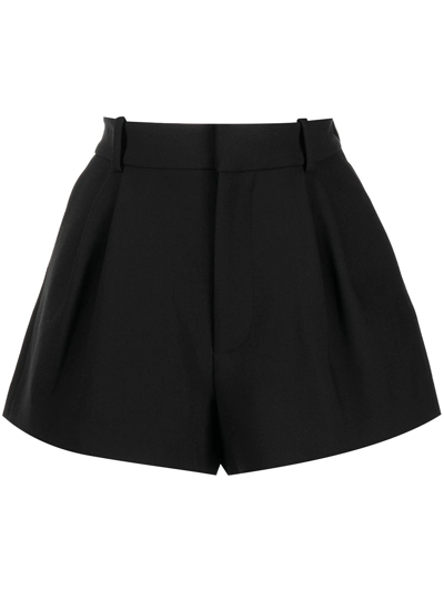 Area Logo-laque Pleated Tailored Shorts In Black