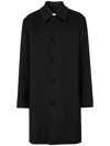 Burberry Collared Coat With Side Pockets And Long Sleeves In Black