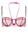 Nensi Dojaka Triple Petal Sheer Tulle Halter Bra Top In Pink