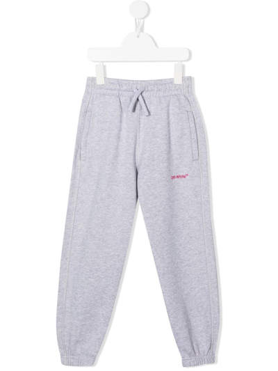 Off-white Kids' Logo-embroidered Track Pants In Grey