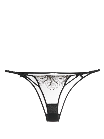 Agent Provocateur Quinny Sequin-embellished Embroidered Stretch-tulle Briefs In Black