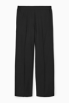 Cos Straight-leg Elasticated Wool Pants In Black