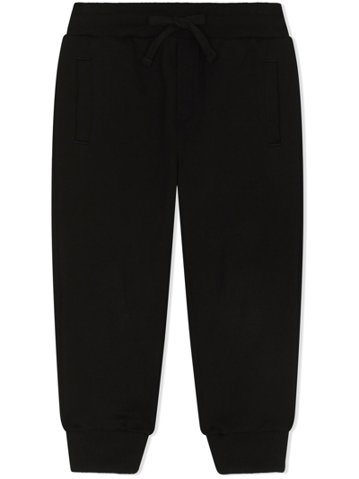 Dolce & Gabbana Kids' Jersey Jogging Pants With Dg Logo Patch Embellishment In Black