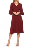 Alexia Admor Daria Bishop Sleeve Fit & Flare Dress In Cranberry