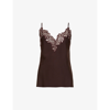 STELLA MCCARTNEY LACE-TRIMMED PLUNGING STRETCH-SILK CAMI TOP