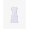 Courrèges Sweetheart-neck Ribbed Stretch-woven Mini Dress In Dark Lilac