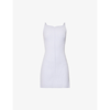 Courrèges Sweetheart-neck Ribbed Stretch-woven Mini Dress In Lilac