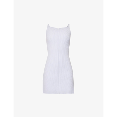 Courrèges Sweetheart-neck Ribbed Stretch-woven Mini Dress In Dark Lilac