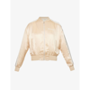 Palm Angels Classic Striped Satin Bomber Jacket In Beige Beige