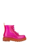 Melissa Coturno Combat Boot In Clear Orange/pink