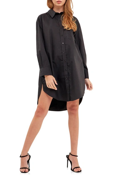 English Factory Classic Collar Shirtdress In Black